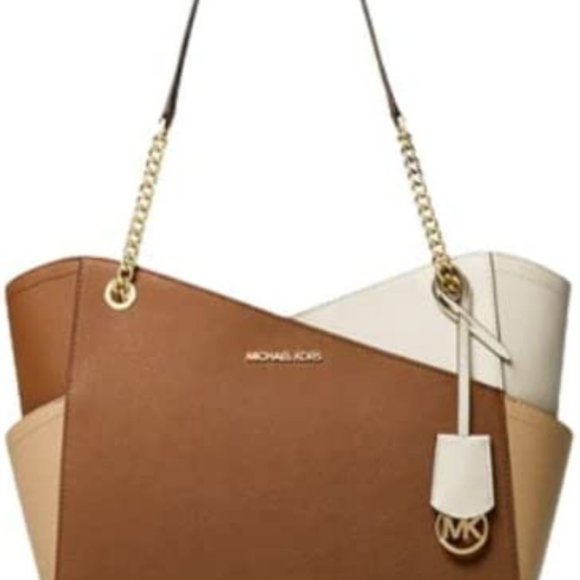 Michael Kors Brown Camel Jet Set Colorblock Purse NEW  Retail $558 - Picture 4 of 4